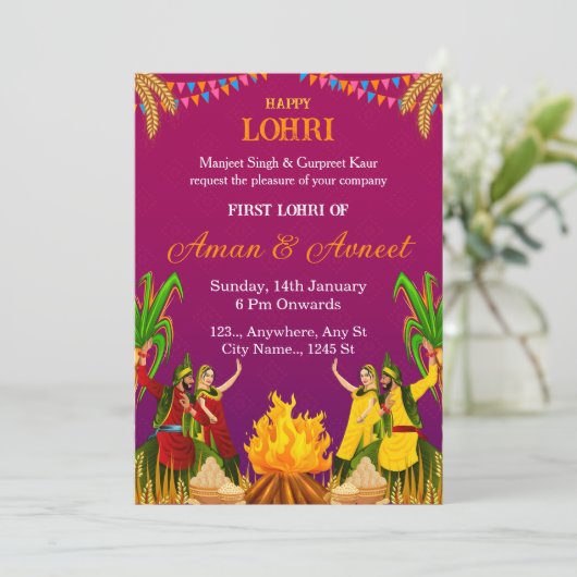 First Lohri Celebration Invitation Card 招待状 (スタンド正面)