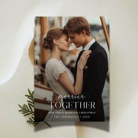 First Married Christmas Merrier Together Photo シーズンカード