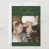 First Married Christmas Newlywed Photo Green シーズンカード (正面)
