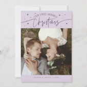First Married Christmas Newlywed Photo Purple シーズンカード (正面)