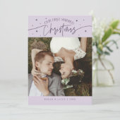 First Married Christmas Newlywed Photo Purple シーズンカード (スタンド正面)