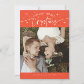 First Married Christmas Newlywed Photo Red シーズンカード (正面)