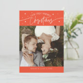 First Married Christmas Newlywed Photo Red シーズンカード (スタンド正面)