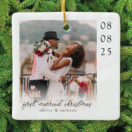 First Married Christmas Photo Keepsake セラミックオーナメント
