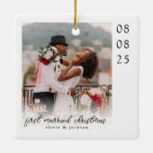 First Married Christmas Photo Keepsake セラミックオーナメント (裏面)