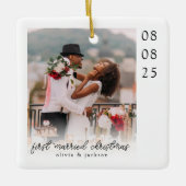 First Married Christmas Photo Keepsake セラミックオーナメント (正面)