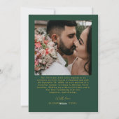 First Married Christmas Photo Newlyweds Green Gold シーズンカード (裏面)