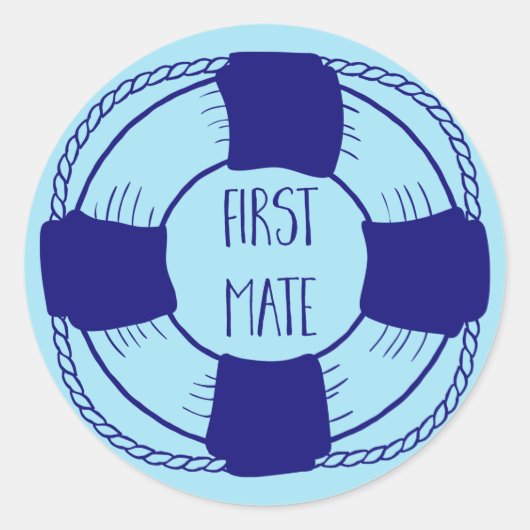 First Mate with Life Preserver ラウンドシール (正面)