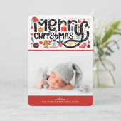FIRST MERRY CHRISTMAS PHOTO Birth Announcements シーズンカード (スタンド正面)