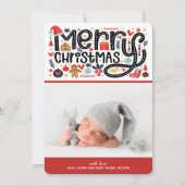 FIRST MERRY CHRISTMAS PHOTO Birth Announcements シーズンカード (正面)