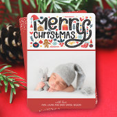 FIRST MERRY CHRISTMAS PHOTO Birth Announcements シーズンカード