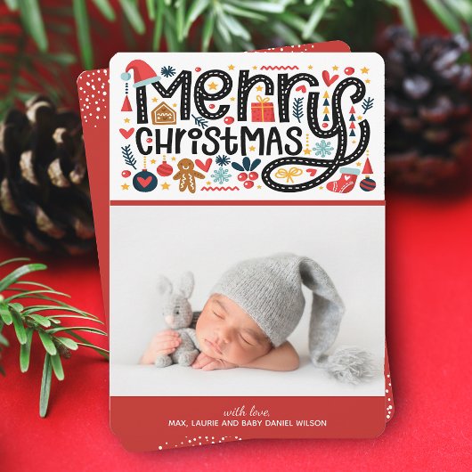 FIRST MERRY CHRISTMAS PHOTO Birth Announcements シーズンカード