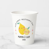 First Mother’s Day 2026 Cute Lemon Mom & Baby 紙コップ (正面)