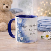 First Mother’s Day Moon Floral Blue Personalized マグカップ