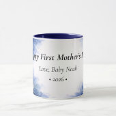 First Mother’s Day Moon Floral Blue Personalized マグカップ (中央)