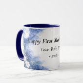 First Mother’s Day Moon Floral Blue Personalized マグカップ (正面左)