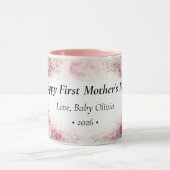 First Mother’s Day Personalized Floral Rose Pink マグカップ (中央)