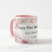 First Mother’s Day Personalized Floral Rose Pink マグカップ (正面左)