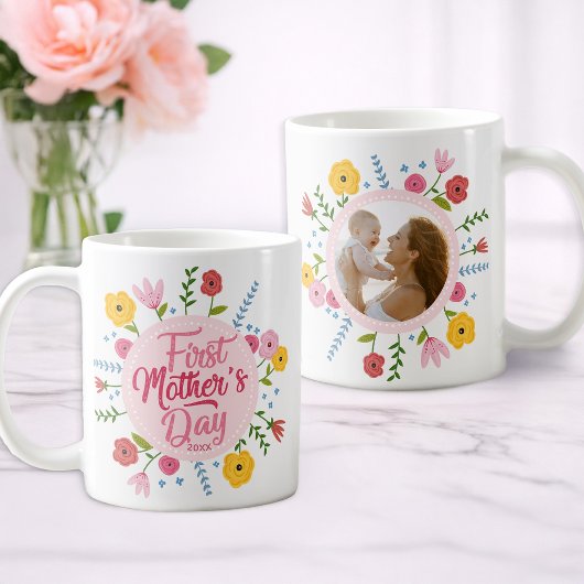 First Mother’s Day Photo Floral Mug Gift コーヒーマグカップ