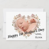 First Mothers Dayベビー写真SVGハートフローラ カード (正面)