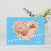 First Mothers Dayベビー写真SVGハートフローラ カード (スタンド正面)