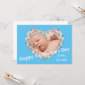 First Mothers Dayベビー写真SVGハートフローラ カード (正面/裏面インサイチュ)
