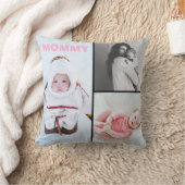 First Mothers Day 3 photo Collage Throw Pillow クッション (ブランケット)