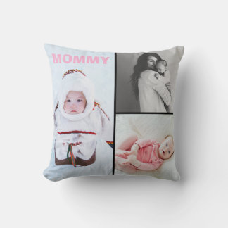 First Mothers Day 3 photo Collage Throw Pillow クッション