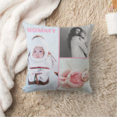 First Mothers Day 3 photo Collage Throw Pillow クッション (ブランケット)