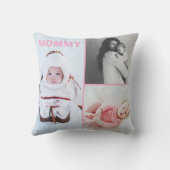 First Mothers Day 3 photo Collage Throw Pillow クッション (裏面)