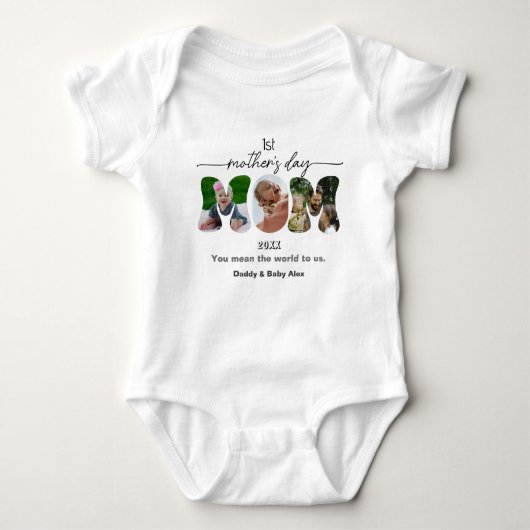 First Mother's Day 3 Photos Collage  Baby Bodysuit ベビーボディスーツ (正面)
