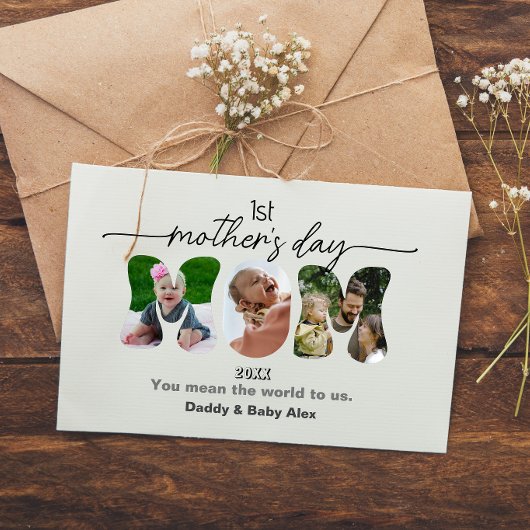 First Mother's Day 3 Photos Collage Mom cut out ポストカード
