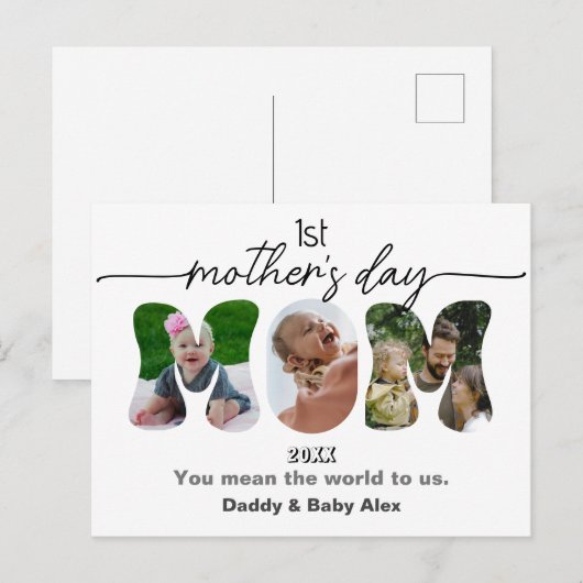 First Mother's Day 3 Photos Collage Mom cut out ポストカード (正面/裏面)