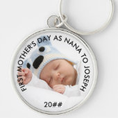 First Mothers Day as Nana カスタム Year and Photo キーホルダー (正面)