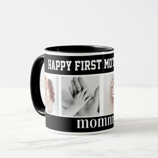 first mothers day cute photo collage Mug マグカップ (正面左)