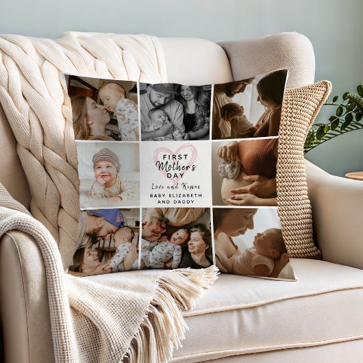 First Mother's Day Photo Collage Cute Keepsake クッション