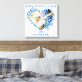 First Mother's Day Photo Heart Frame Baby Blue Bow キャンバスプリント (インサイチュ (寝室))