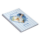 First Mother's Day Photo Heart Frame Baby Blue Bow ノートブック (右側)