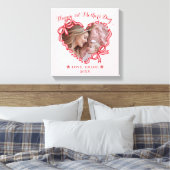 First Mother's Day Photo Heart Frame Red Pink Bow キャンバスプリント (インサイチュ (寝室))
