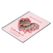 First Mother's Day Photo Heart Frame Red Pink Bow ノートブック (左側)