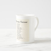 First Names Forever Personalized Family Name List  ボーンチャイナマグカップ (正面右)
