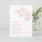 First Names Only Blush Flowers White Minimalist 招待状 (スタンド正面)