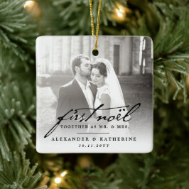 First Noel Old Handwriting Holiday結婚's Photo セラミックオーナメント