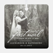 First Noel Old Handwriting Holiday結婚's Photo メタルオーナメント (正面)