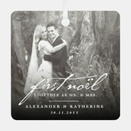 First Noel Old Handwriting Holiday結婚's Photo メタルオーナメント