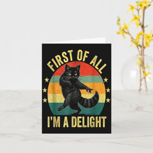 First Of All I’m A Delight Roaring Cat Funny Sarca カード (黄色い花)