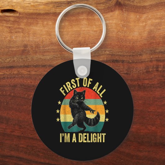 First Of All I’m A Delight Roaring Cat Funny Sarca キーホルダー (正面)