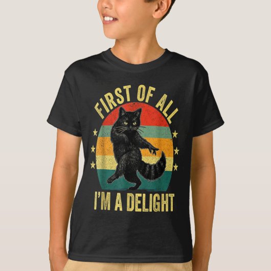 First Of All I’m A Delight Roaring Cat Funny Sarca Tシャツ (正面)