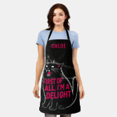 First Of All I'm A Delight Roaring Black Cat エプロン (着用した状態)