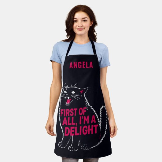 First Of All I'm A Delight Roaring Black Cat エプロン (着用した状態)